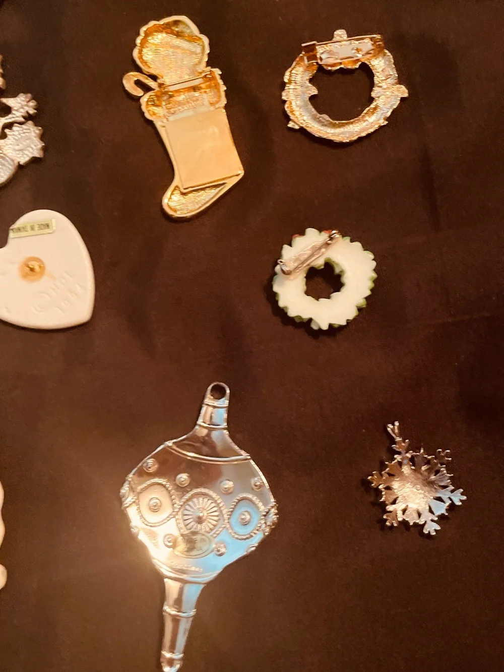Kids Holiday Charm Pendants & Pins, Red, Green, White, Silver